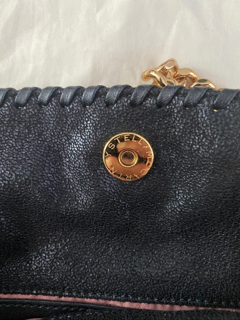 Stella McCartney Black Embellished Falabella Shoulder Bag with Gold Chain LE - Picture 6 of 11